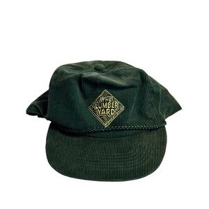 VTG Otto Cap Hat Green Corduroy The Lumber Yard Logo Rope Zipback Men Streetwear